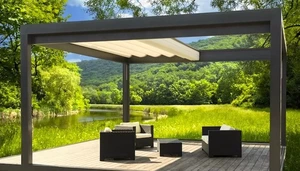 Vila ištraukiamas stogas Pergola lauko erdvė Bioclimatic metalo pavėsinė