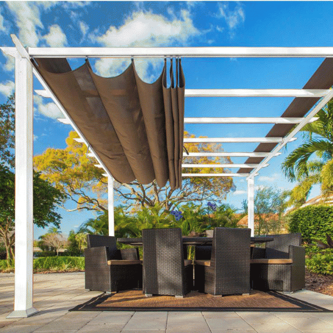 Villa Retractable Roof Pergola Outdoor Space Bioclimatic Metal Gazebo 2