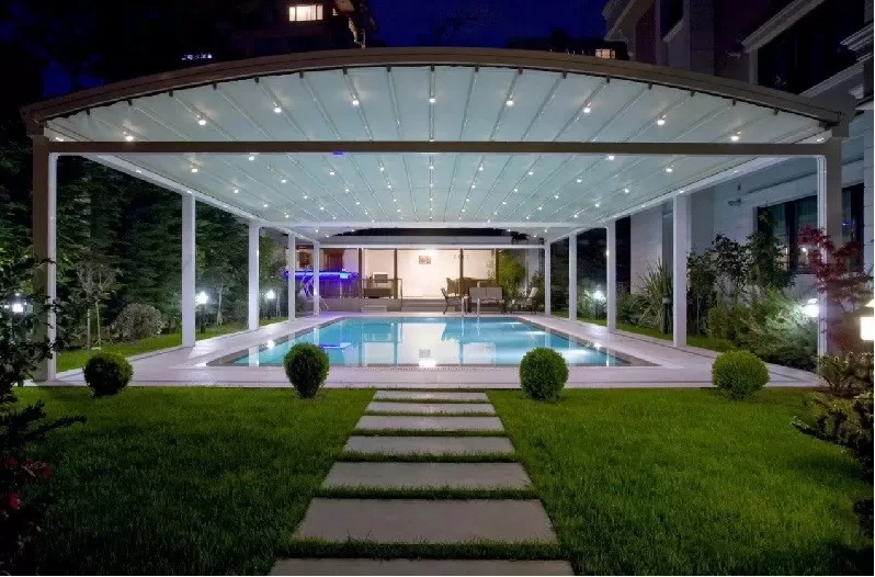 Private Residence Retractable Louvered Roof Systems Metal Garage Awning