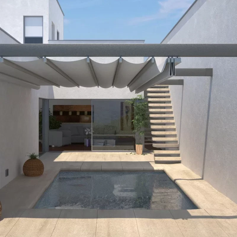 Customizable PVC Pergola Retractable Dach Schied Reen Schutz Fir Privatwunneng 1