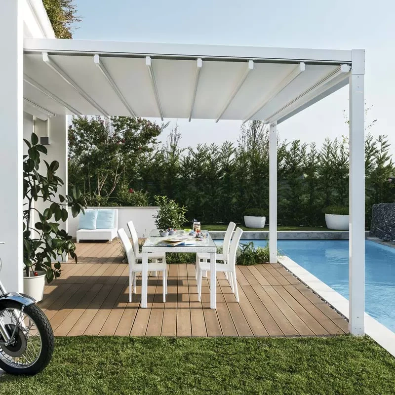 Private Residence Retractable Awning Automatic Shade Awnings 0.6mm Thickness Fabric