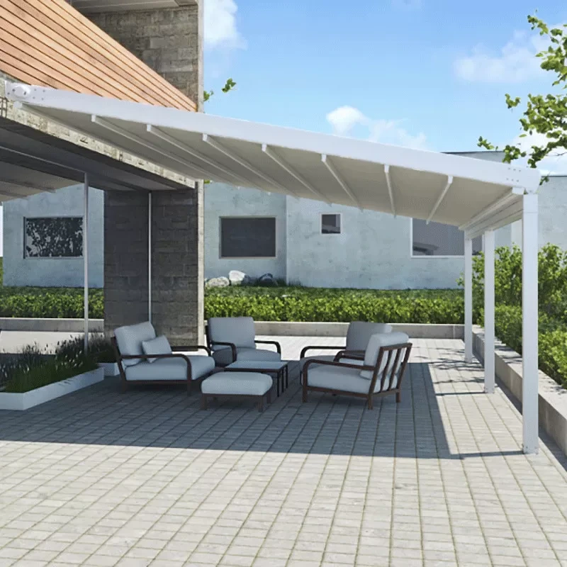 زامانىۋى لايىھە بىيولىمات ماتورلۇق ئاليۇمىن تارتقىلى بولىدىغان PVC Pergola 1
