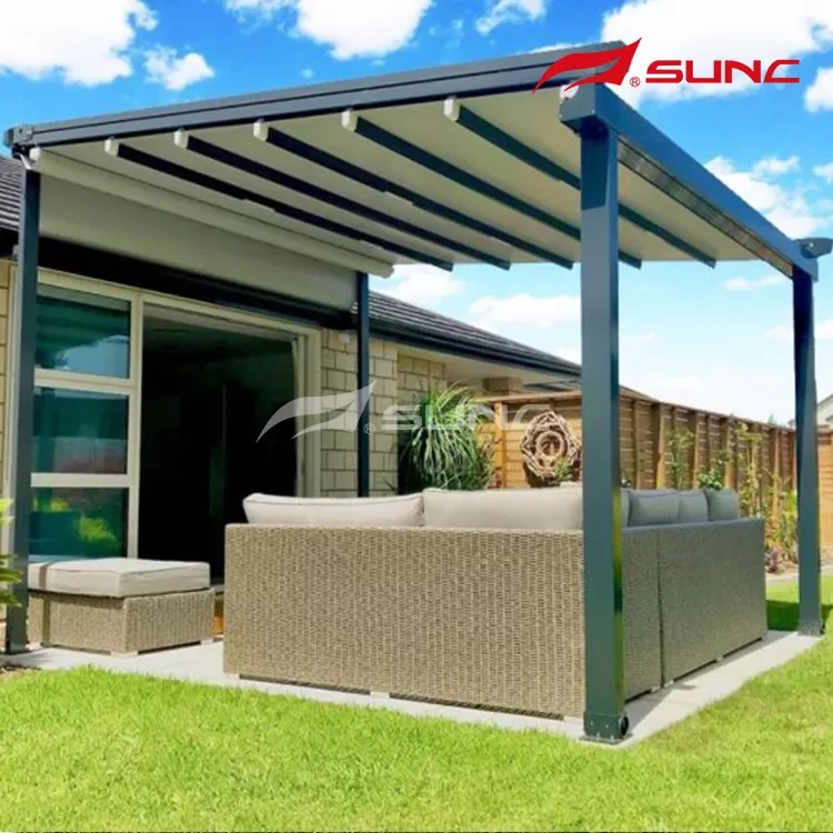 Mabomire PVC Fabric amupada orule Pergola Pẹlu LED ina 1
