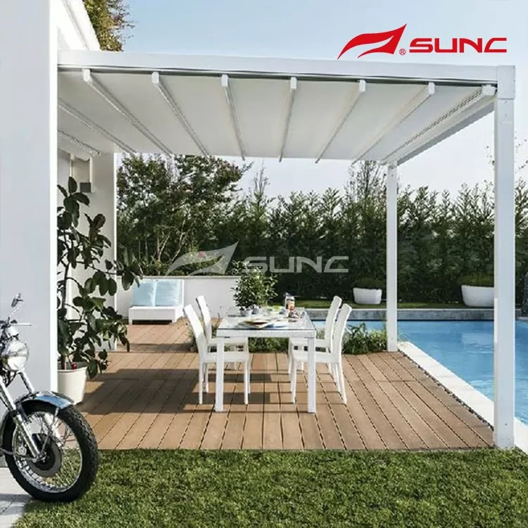 Motorized Awning Pvc Sail Retractable Roof Pergola ការការពារទឹកភ្លៀង 1