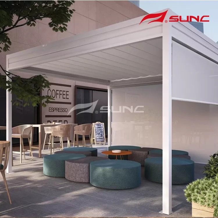 Led Light Retractable Saqaf Awning Temp Reżistenti Bi Roller Sfumaturi 1