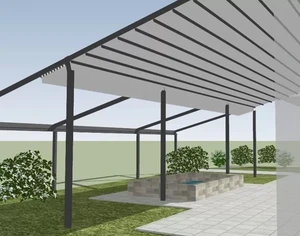 Ištraukiama pavėsinė SUNC individualizuota PVC pergolų sistema su slankiojančiu stogeliu