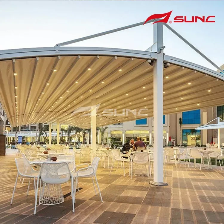 Aluminium raam PVC seil intrekbare dak Pergola afstandbeheer 1