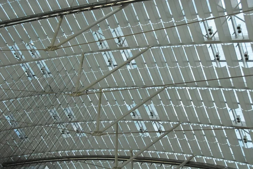 Mall PTFE Gərginlikli Qaranlıq Qatlana bilən Göy işığı Dam Sistemi 2