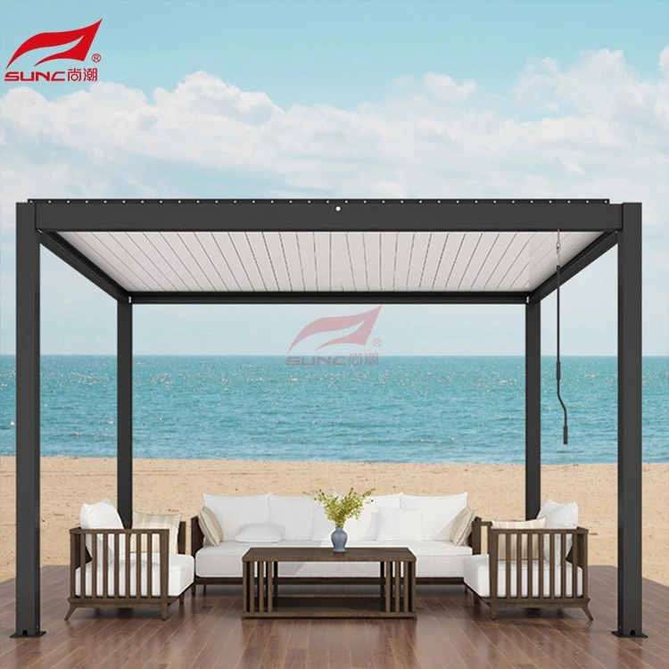 Větruodolná zatahovací hliníková pergola Venkovní ruční terasová pergola 1
