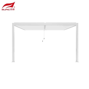 SUNC 3x3m White Wall-mounted Aluminum Manual Louvered Pergola Outdoor Windproof Waterproof