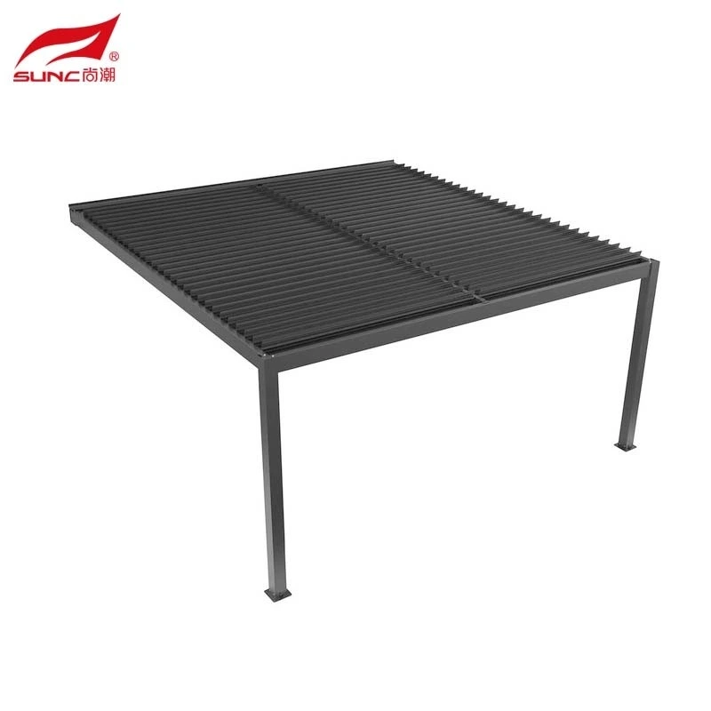 SUNC 4x4m 3x3m อลูมิเนียมติดผนังสีขาว Manual Louvered Pergola สวนกลางแจ้งอาคารกันน้ำกันลม 2
