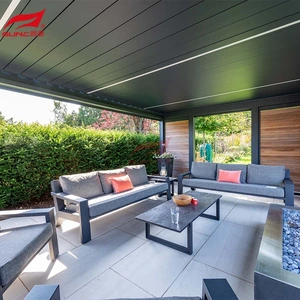 សៀវភៅដៃអាលុយមីញ៉ូម Alloy Louvered Pergola Waterproof សម្រាប់អគារសួនច្បារ