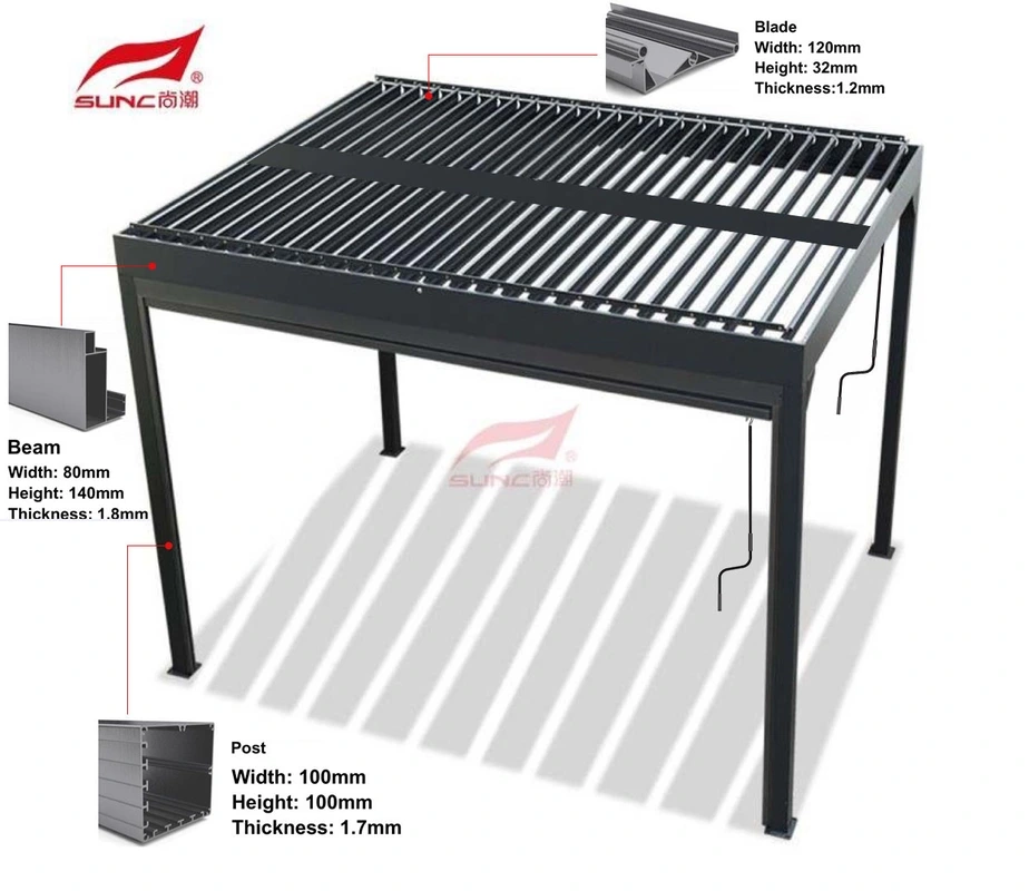 Parasol para patio de pérgola manual con persianas al aire libre con pérgola de techo rígido ajustable 1
