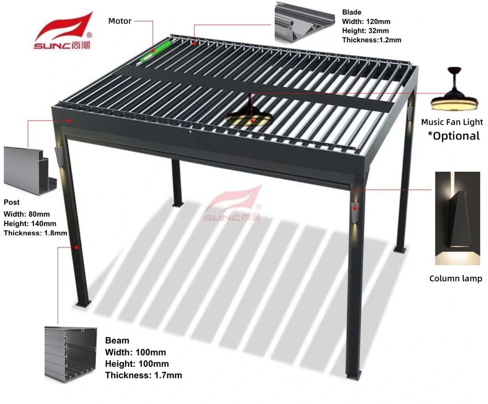 SUNC 6x3m Pa'epa'e Alumini Tusita'i Louvered Pergola fafo La Puipuia Suavai 1