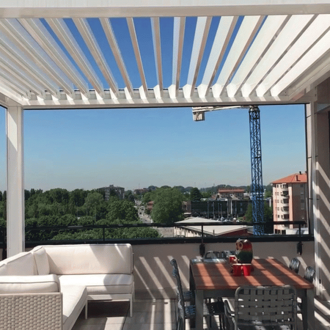 Awning System 202mm Adjustable Aluminum Pergola With Retractable Canopy 1
