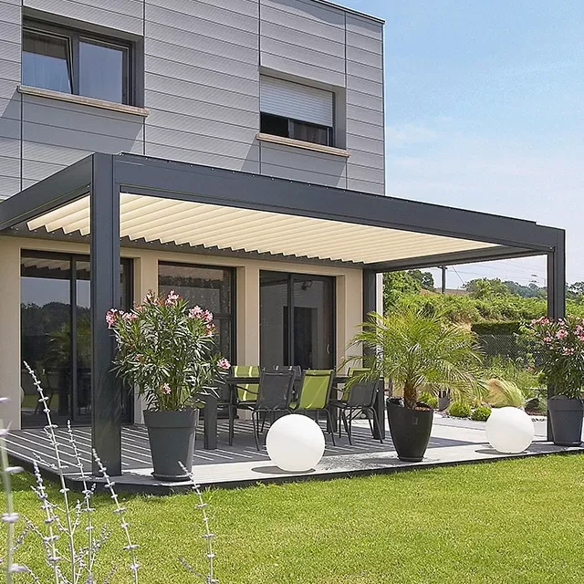 SS304 RAL9016 Folding Aluminium Garden Gazebo Louvered Roof 1