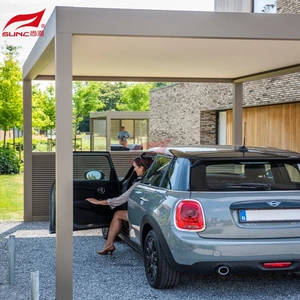 Hardtop Louver Motorized អាលុយមីញ៉ូម Pergola អាគារសួនក្រៅជាមួយអំពូល LED