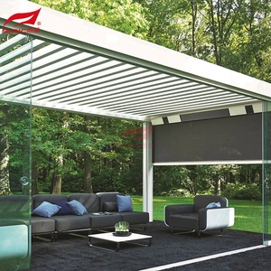 4x4m Outdoor Motorized Aluminum Pergola With Louver Roof Garden Building