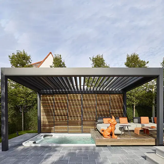 Custom SUNC Sunc Casri ah Banaanka biyuhu-ilaaliya matoorka Aluminium Pergola 2