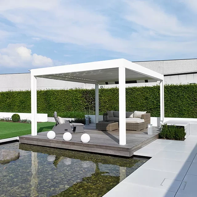 K'hamphani ea Top Motorized Louvered Pergola Negotiable SUNC 2