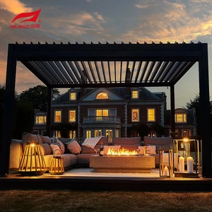 Pérgola de aluminio motorizada exterior 3x3 3x4 3x5 con persianas grises