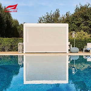 باغ بىنا ئۆي سىرتىدىكى ماتورلۇق ئاليۇمىن پېرگولا ئاق DIY 3x3 3x4