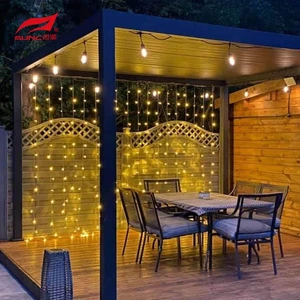3X5 4x4 graues motorisiertes Aluminium-Pergola-Gartengebäude mit Außenrollos
