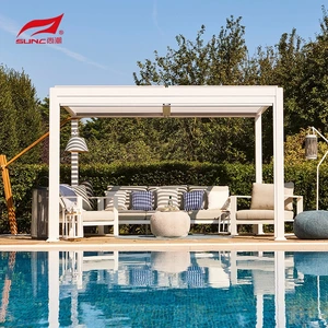 Windproof Motorized Louvered Aluminium Pergola Ine Adjustable Roof 10" X 13"