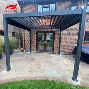Moderner motorisierter Aluminium-Pavillon, 25,4 x 25,4 cm, für Terrasse, Garten, Terrasse