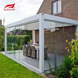 3" X 4" motorisert pergola med lamelltak Vanntett utendørs hage i aluminium