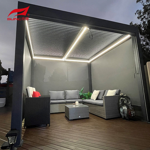 Pergola Louvered Motorized Retractable Sing Mbukak lan Nutup