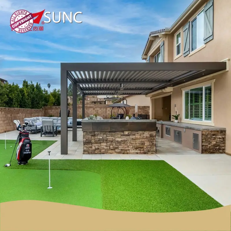 Aluminium gemotoriseerde pergola karton of houtkas SYNC 1