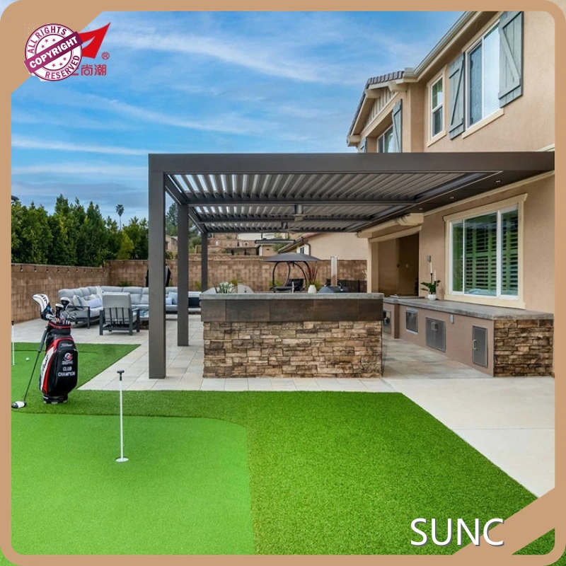 Aluminju Freestanding Awtomatiku Louvered Pergola Kartuna jew Każ ta 'l-injam SUNC 1