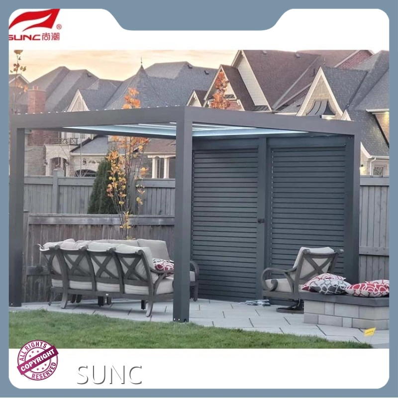 Motorized Louvered Pergola Carton O Wooden Case SUNC Company 1