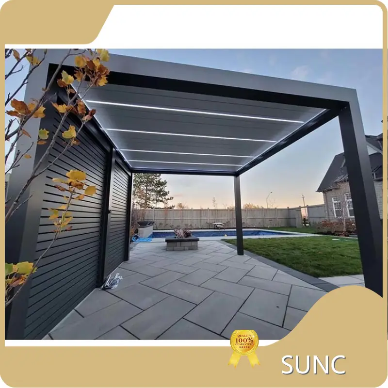 Shirkadda Pergola SUNC ee hal-abuurka leh ee Aluminium Motorized 1