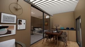 Outdoor B&B Project of Retractable Louvered Pergola