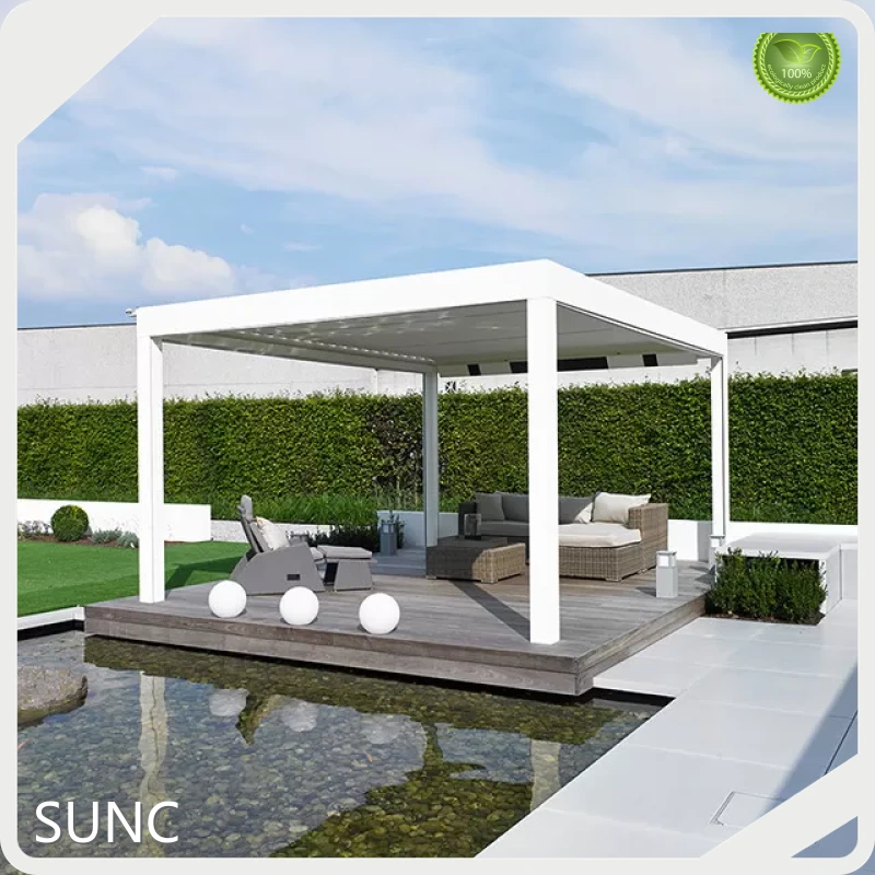 K'hamphani ea Top Motorized Louvered Pergola Negotiable SUNC 1