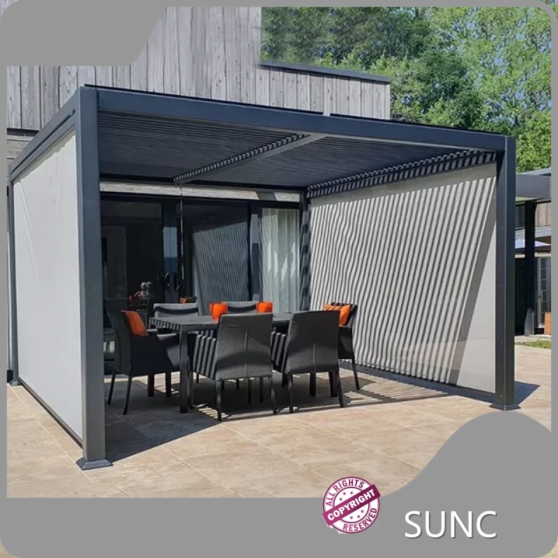 Sunc Nowoczesna, wodoodporna, zmotoryzowana aluminiowa pergola firmy Sunc Zewnętrzna, zmotoryzowana aluminiowa pergola 1