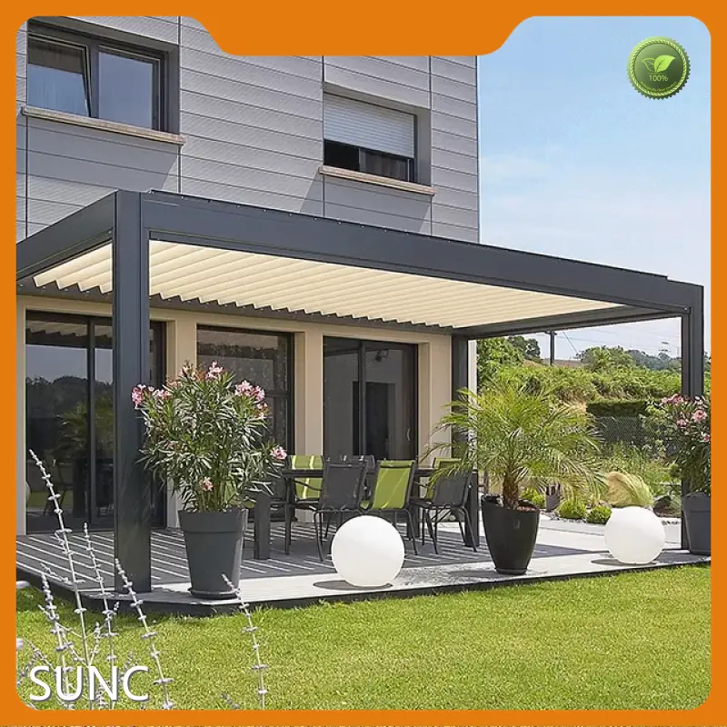 SYNC Sync casriga casriga ah ee Bannaanka biyuhu celinayaan matoorka aluminium Pergola 30 maalmood xalalka 1
