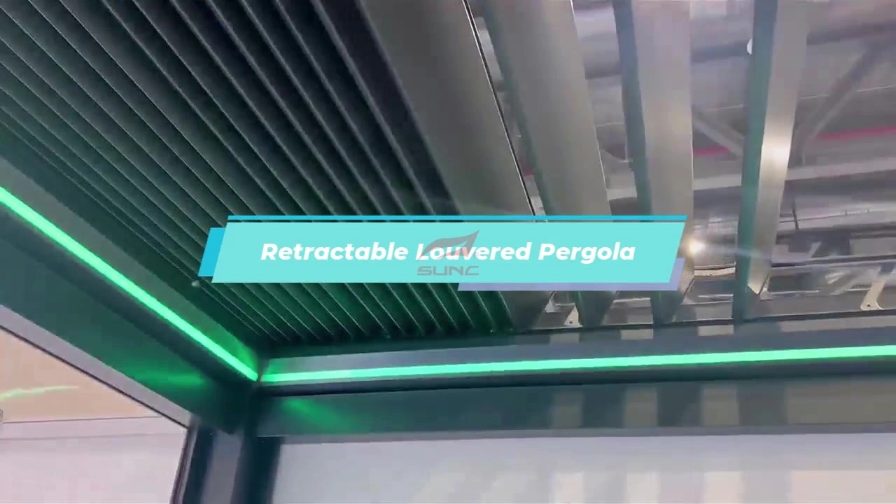 Louvered Pergola e sa keneleng metsi e nang le Leseli la RGB