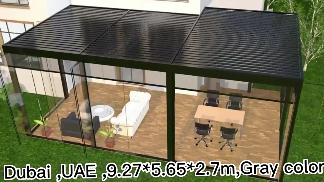 ຂາຍຍົກສີເທົາ motorized louvered pergola