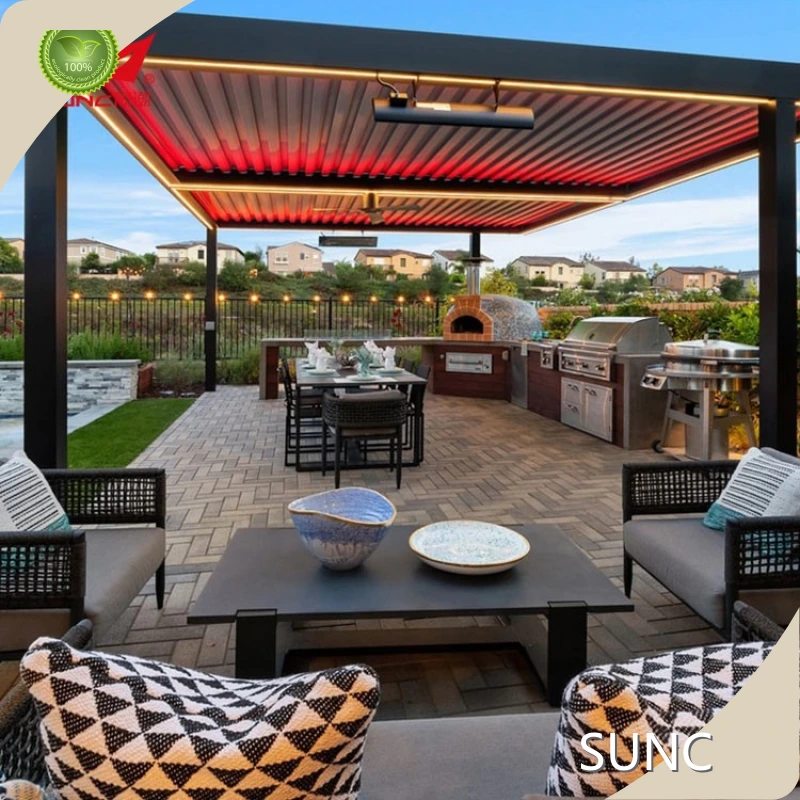 Aluminium Pergola oo leh Louvered Saqafka SYNC Brand 0/squares SYNC 1