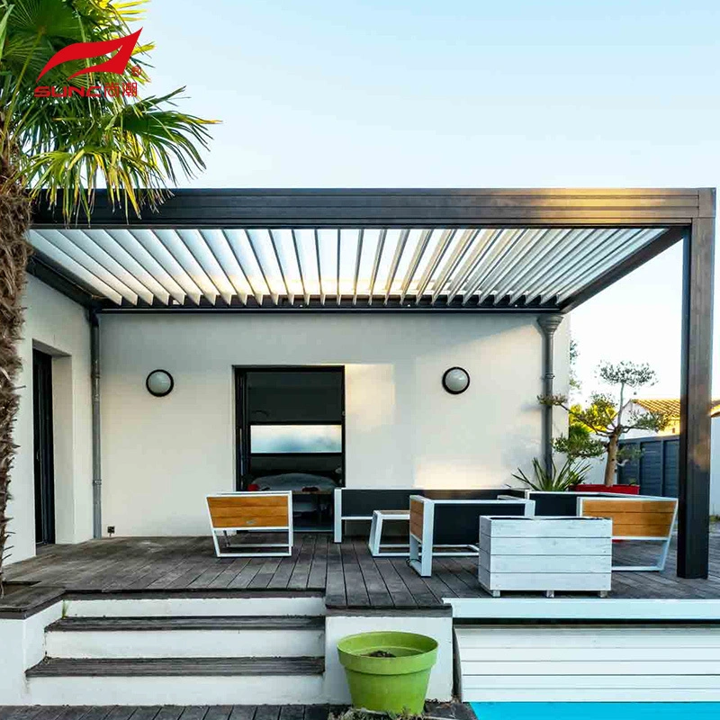 10 X 12 I-Aluminiyamu eneMotorized Pergola Patio yangaphandle ene-Motorized Louver 2