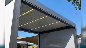 RGB-licht 12 "X 20" gemotoriseerde aluminium pergola met Ziptrak-zonwering voor buiten