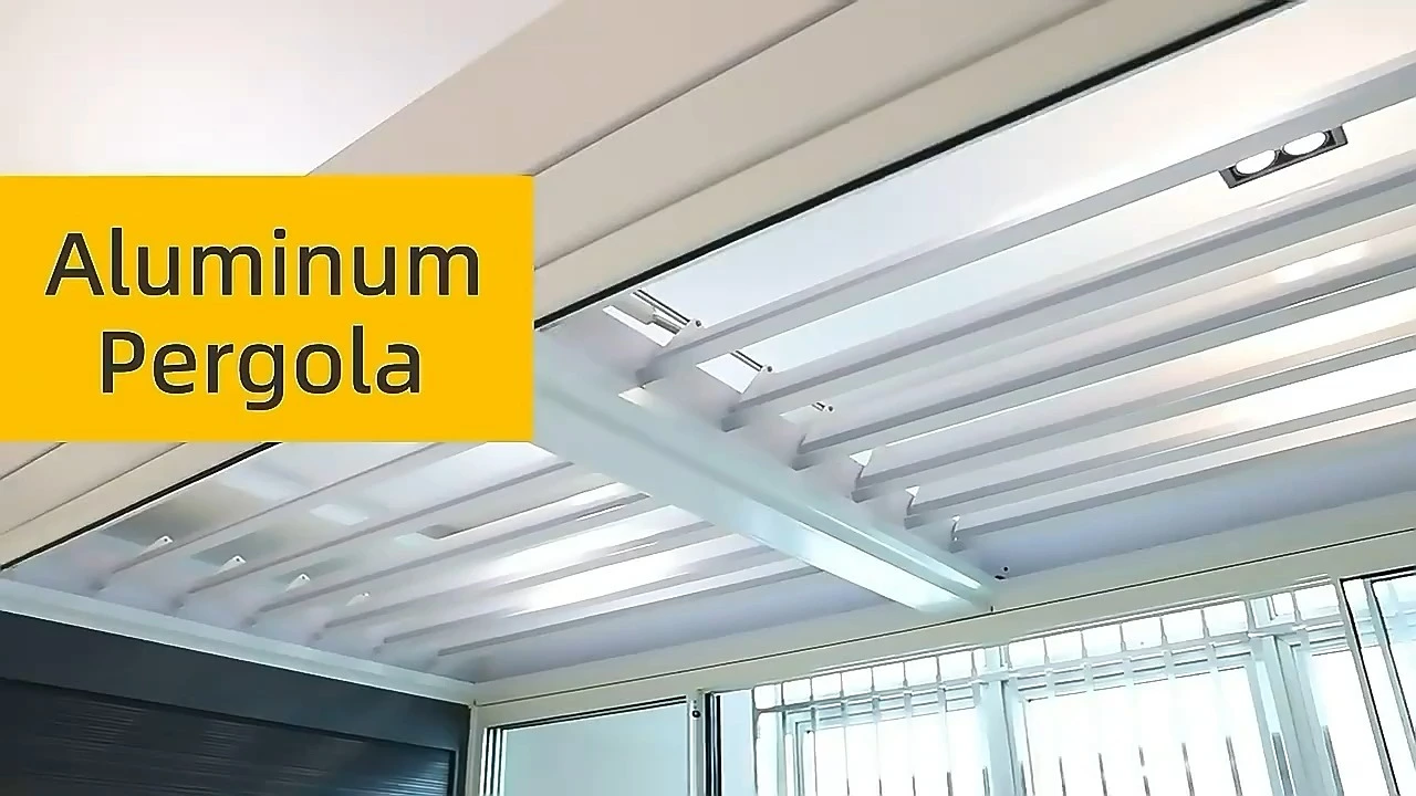 SUNC ነጭ የሞተር ሎቨርድ አልሙኒየም pergola አምራች ናሙና ማሳያ