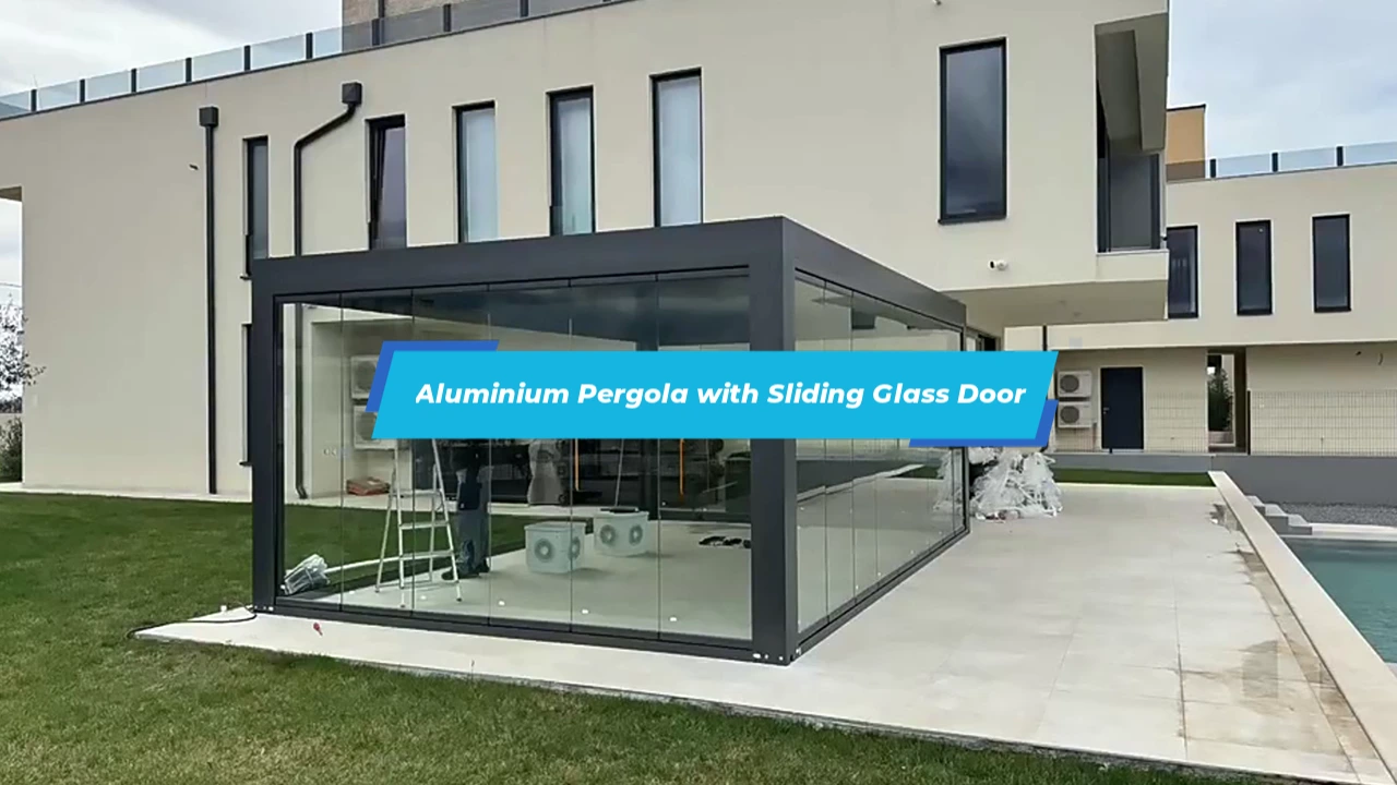 Professionelle Hersteller von Aluminium-Pergola mit Glasschiebetüren