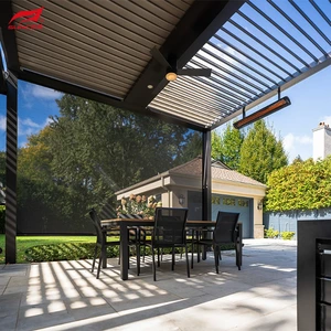 Patio Gardd Awyr Agored Pergola Alwminiwm Louvered Modur