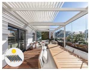 Deyò Motorize Retractable Louvered aliminyòm Pergola Villa Garden konsepsyon