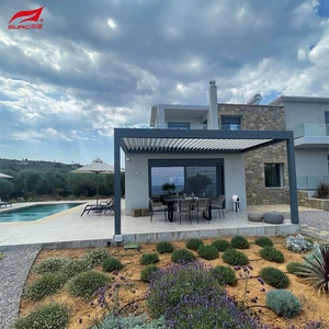 Retractable Motorize Louvered aliminyòm Pergola Deyò Patio ak Motorize Louver