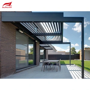 Deyò Motorize Retractable Louvered aliminyòm Pergola Villa Garden konsepsyon1